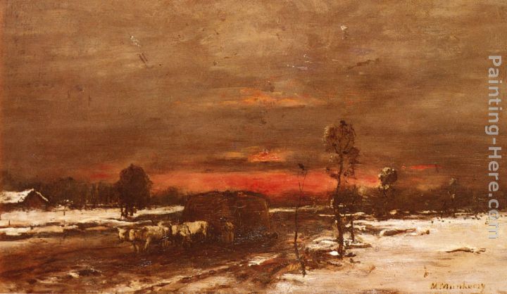 A Winter Landscape at Sunset